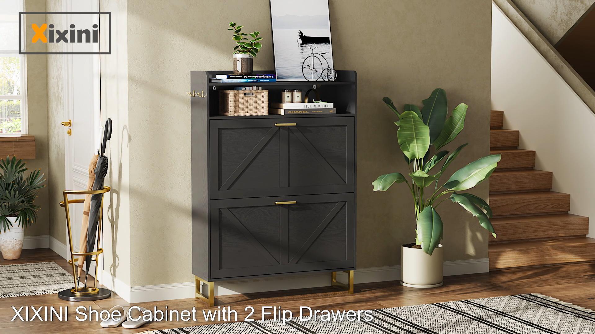 Amazon.com: Shoe Cabinet with 2 Flip Drawers, Freestanding Hidden
